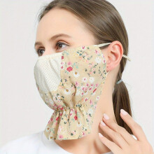 Floral Print Sunproof Face Mask Thin Mesh Breathable Covering Casual Outdoor Cycling Dustproof Mask UV Protection Neck Gaiter For Women