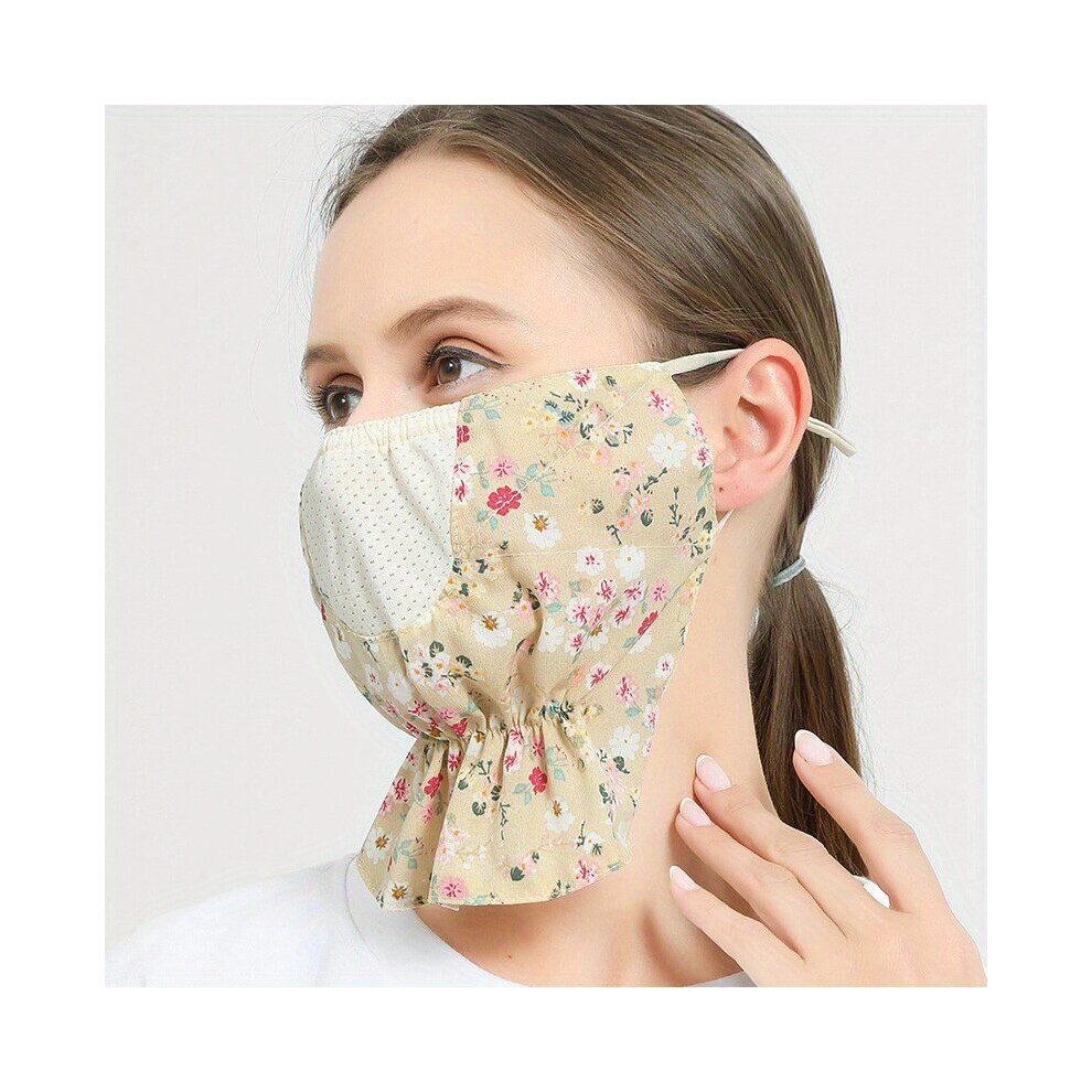Floral Print Sunproof Face Mask Thin Mesh Breathable Covering Casual Outdoor Cycling Dustproof Mask Uv Protection Neck Gaiter For Women 885664451210