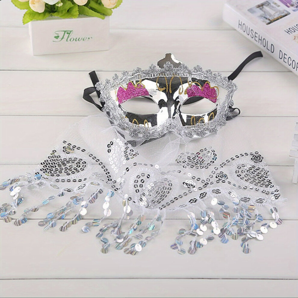Lace Veil Eye Mask Sequin Tassel Masquerade Princess Mask Embroidery Half face Face Covering Party Performance Accessories-image-OPC-PC2GKVV-NEW