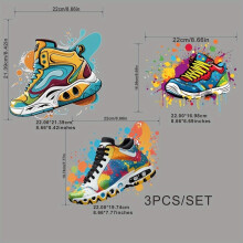 3pcs set Shoes Heat Transfer Vinyl HTV Vinyl Iron On Transfer Decals Heat Transfer Stickers For Men