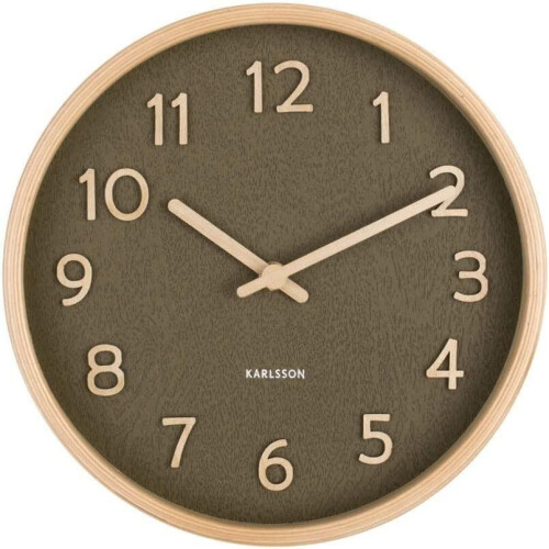 Karlsson Karlsson Wall Clock Pure Wood Grain Small - Moss Green 1