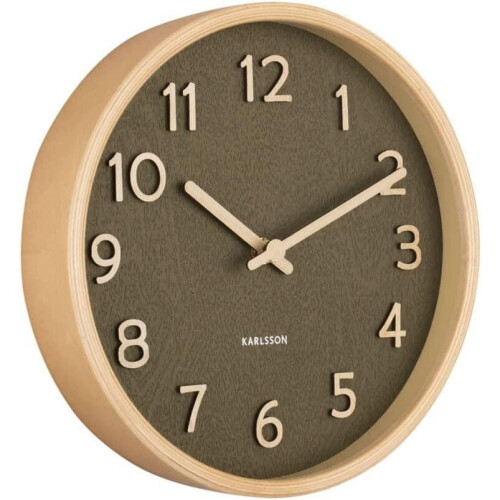 Karlsson Karlsson Wall Clock Pure Wood Grain Small - Moss Green
