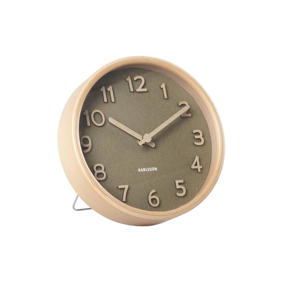 Karlsson Table Clock - Pure Wood - Moss Green