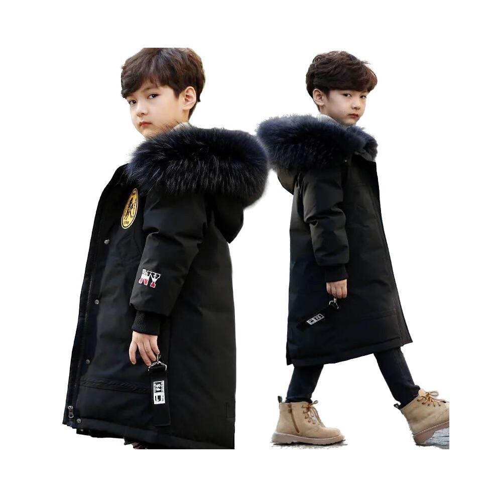 (Black, 9-10 Years) Kids Boys Parker Coat jacket Hooded Winter Outwear