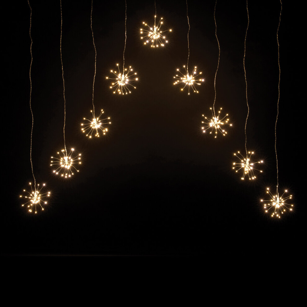 The Christmas Workshop 70379 Starburst Curtain Lights / 360 Warm White LEDs / Indoor & Outdoor Suitable / IP44 Waterproof