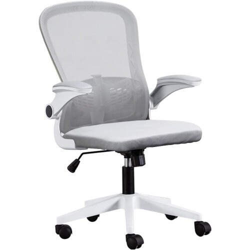 (White) High Quality Mesh Back Special Ergonomic Office Chair With Folding Armrests 1