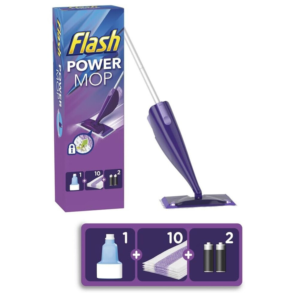 Flash Powermop Floor Cleaner Starter Kit, All-In-One Mopping System, Powered Deep Clean For Your Hard Floor Surfaces