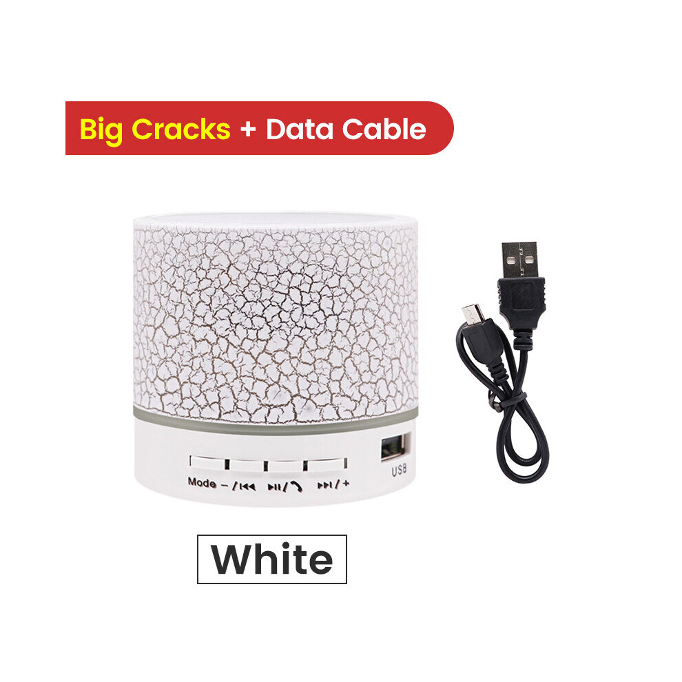 (A-Large Crack - ) Elough New Mini Portable Car Audio A9 Dazzling Crack Led Wireless Bluetooth 4.1 Subwoofer Speaker Tf Card White 4851195412231