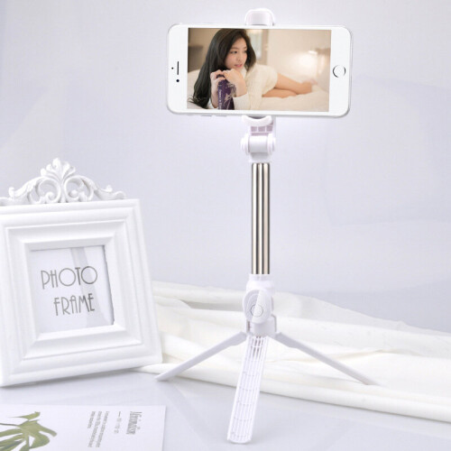 (a-White) 4 In 1 Wireless Bluetooth Selfie Stick with Remote Control for iPhone Samsung Huawei 1
