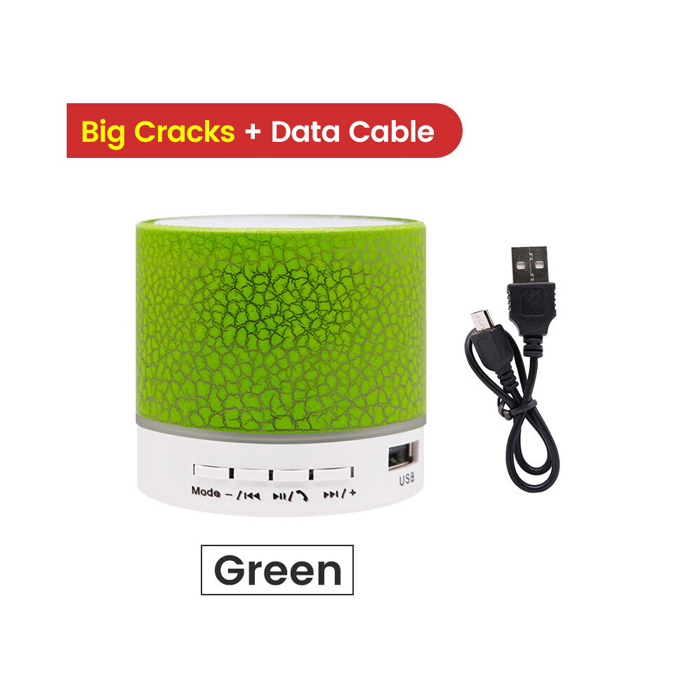 (A-Large Crack - ) Elough New Mini Portable Car Audio A9 Dazzling Crack Led Wireless Bluetooth 4.1 Subwoofer Speaker Tf Card Green 4851195412217