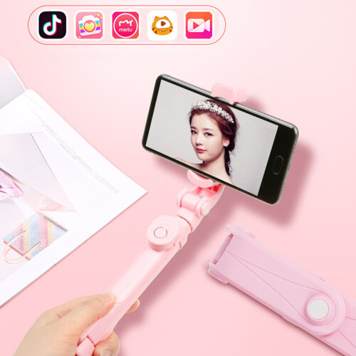 (a-White) 4 In 1 Wireless Bluetooth Selfie Stick with Remote Control for iPhone Samsung Huawei 2