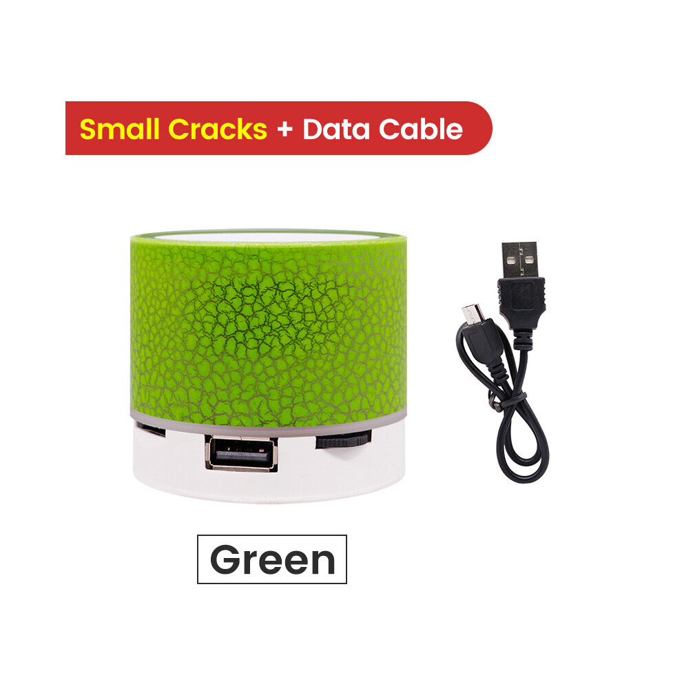 (A-Small Crack - ) Elough New Mini Portable Car Audio A9 Dazzling Crack Led Wireless Bluetooth 4.1 Subwoofer Speaker Tf Card Green 4851195412262