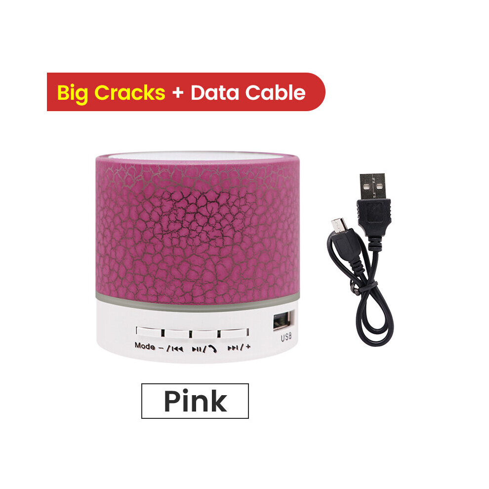 (A-Large Crack - ) Elough New Mini Portable Car Audio A9 Dazzling Crack Led Wireless Bluetooth 4.1 Subwoofer Speaker Tf Card Pink 4851195412224