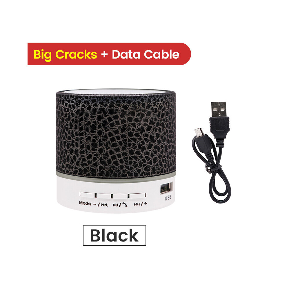 (A-Large Crack - ) Elough New Mini Portable Car Audio A9 Dazzling Crack Led Wireless Bluetooth 4.1 Subwoofer Speaker Tf Card Black 4851195412194