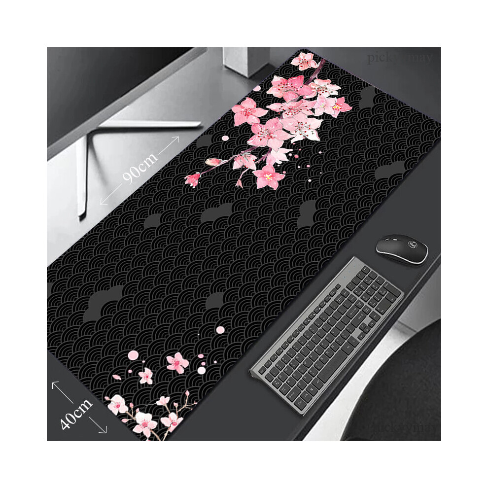(A-Wa00155 Sakura (2) 1000X500x3mm) Large Sakura Mouse Pad 100X50cm Big Computer Mousepads Japanese Mousepad Big Keyboard Mat Office Mouse Pads Black 4855358061847