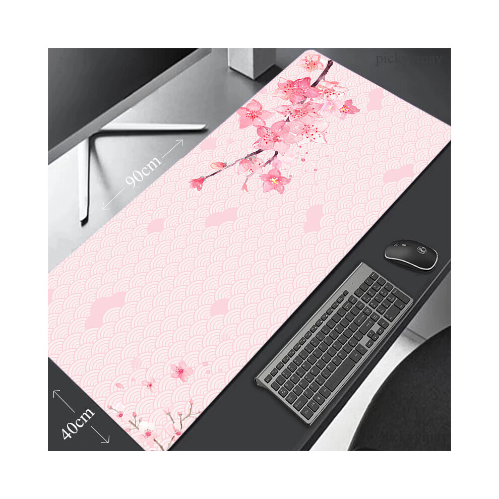 (A-Wa00155 Sakura (1) 1000X550x3mm) Large Sakura Mouse Pad 100X50cm Big Computer Mousepads Japanese Mousepad Big Keyboard Mat Office Mouse Pads Black 4855358061687
