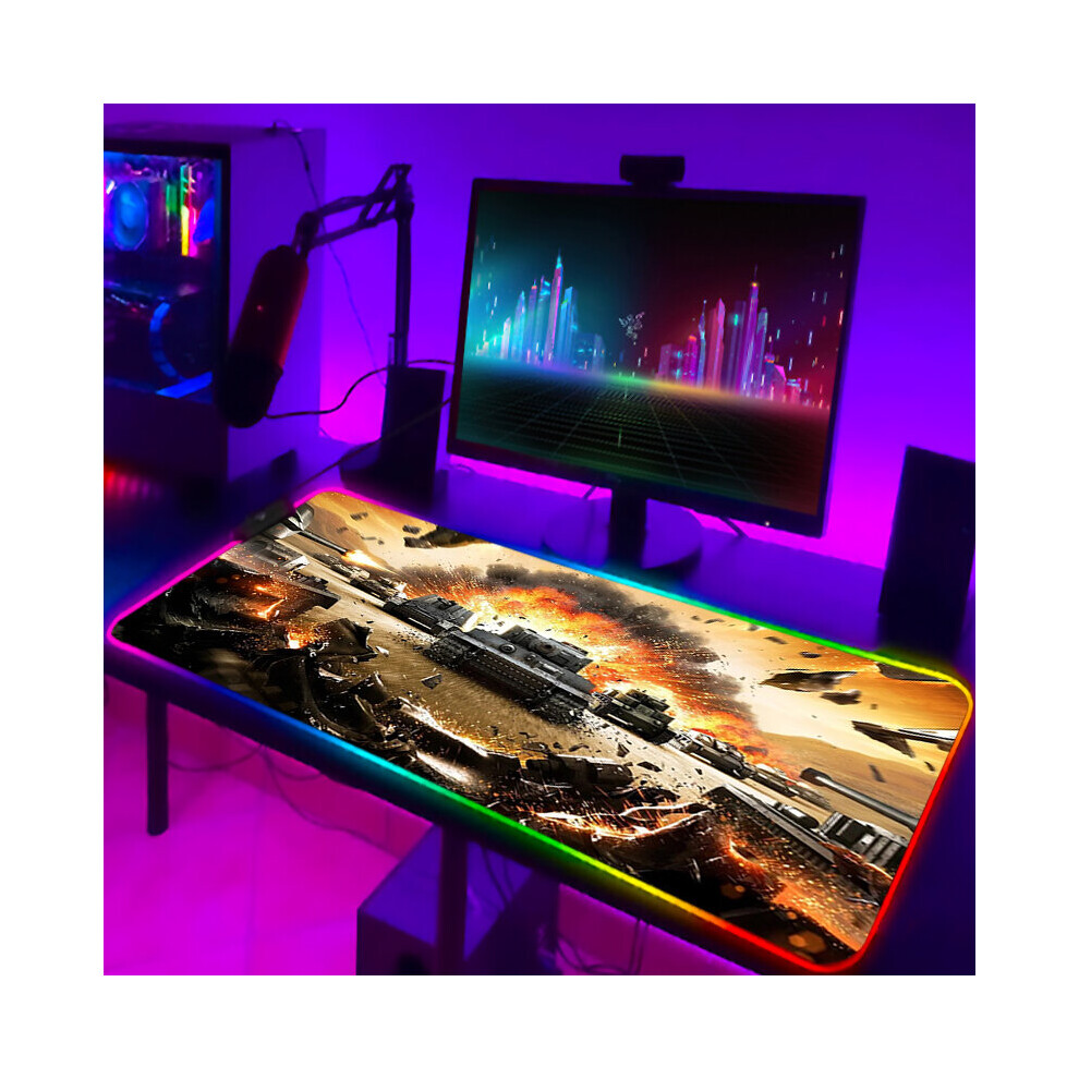 (A-Zy001317 300X800x3mm) Mousepad Anime World Of Tanks Rgb Pc Gamer Mouse Gaming Pad Luminous With Wire Desk Carpet Deskpad Keyboard Laptop Mat Backli 4855357893784
