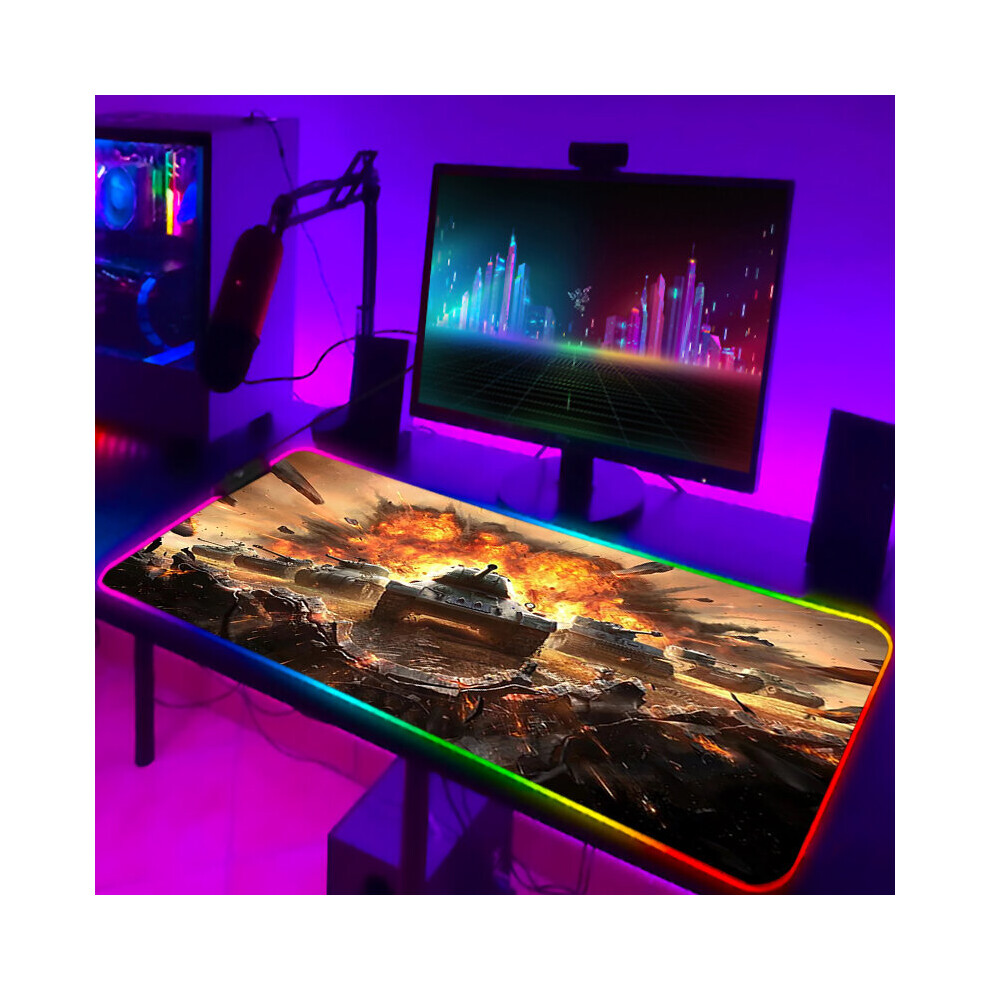 (A-Zy001319 350X600x3mm) Mousepad Anime World Of Tanks Rgb Pc Gamer Mouse Gaming Pad Luminous With Wire Desk Carpet Deskpad Keyboard Laptop Mat Backli 4855357893982