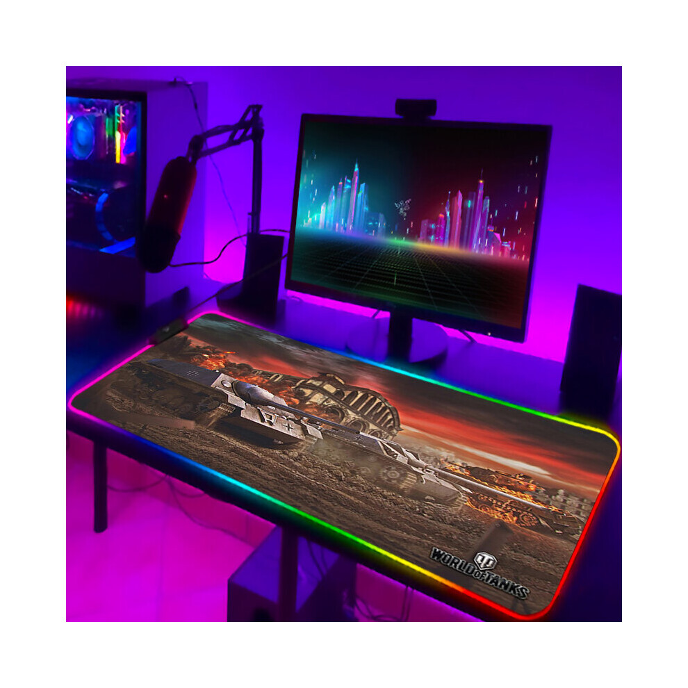 (A-Zy001320 350X900x3mm) Mousepad Anime World Of Tanks Rgb Pc Gamer Mouse Gaming Pad Luminous With Wire Desk Carpet Deskpad Keyboard Laptop Mat Backli 4855357894088