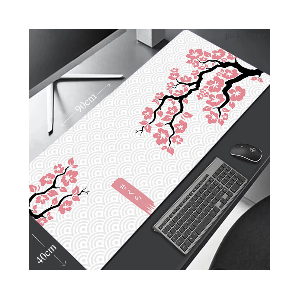 (A-Wa00351 Sakura (2) 600X300x2mm) Large Sakura Mouse Pad 100X50cm Big Computer Mousepads Japanese Mousepad Big Keyboard Mat Office Mouse Pads D Black 4855358062554
