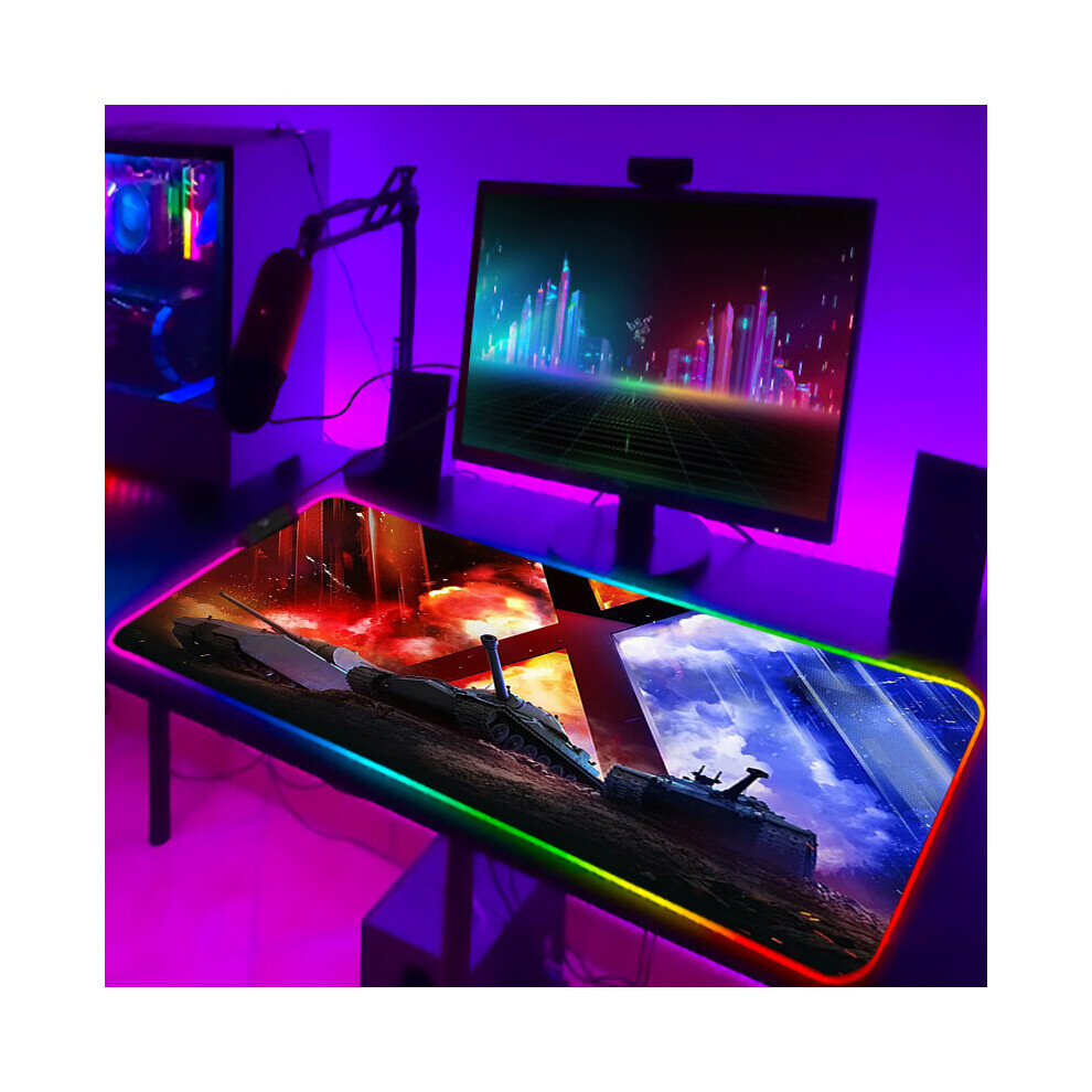 (A-Zy001321 350X600x3mm) Mousepad Anime World Of Tanks Rgb Pc Gamer Mouse Gaming Pad Luminous With Wire Desk Carpet Deskpad Keyboard Laptop Mat Backli 4855357894163
