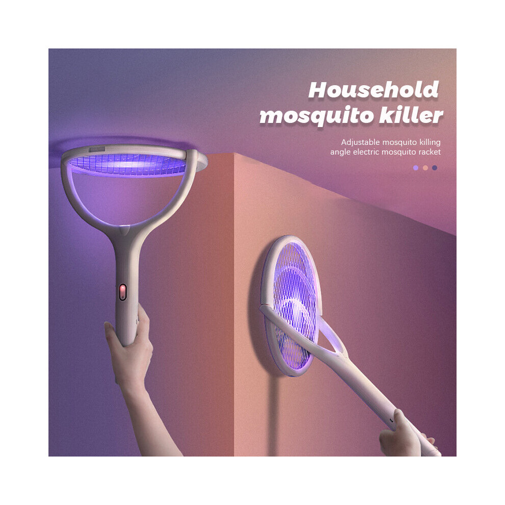 In 1 Electric Mosquito Swatter Mosquito Killer Lamp 3500V USB Rechargeable 90 Angle Adjustable Rotating Bug Zapper Fly Bat