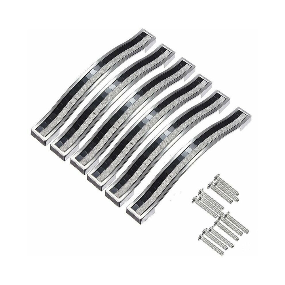 Silver/Black 6X 160Mm Crystal Door Handle Decoration Door Knob Cabinet Knob For Cabinet Drawer Cupboard Bin Wardrobe Cabinet,
