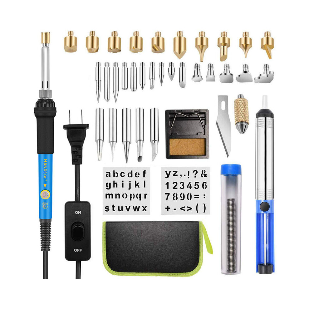 Pyrography Kit 54 pcs Pyrography on Wood 60W Adjustable Temperature 200-450 C - For Wood, Leather, Carving, Pyrography on Wood, DIY