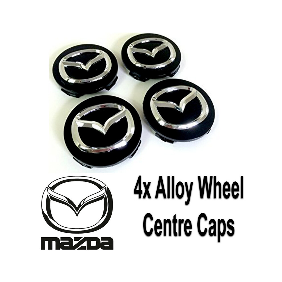 Mazda Wheel Centre Caps Hub 56Mm Fits 3 5 6 Mx-5 Cx-3 Cx-30 Cx-5 Rx-8 Black 5601103447706