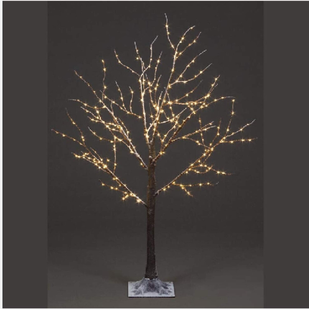 Snow Time Snowtime 1.2M Cooper Wire Frosted Brown Twig Tree Warm White Leds White,Brown