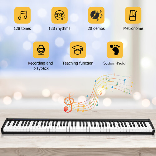 Casart 88-Key Foldable Digital Piano Full-size Semi Weighted Electronic Keyboard 2