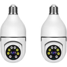 Irich 360°Wireless Surveillance Camera, 1080P Home Smart WiFi Camera Bulb-type Security Camera, with Motion Detection Alarm and Night Vision, 2Pack
