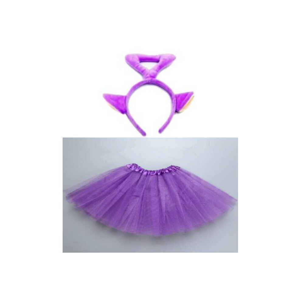 Newjass (Adults, Purple) Hot Girl Women Teletubbies Costume Set Laa Po Skirt Headband Fancy Dress Cosplay