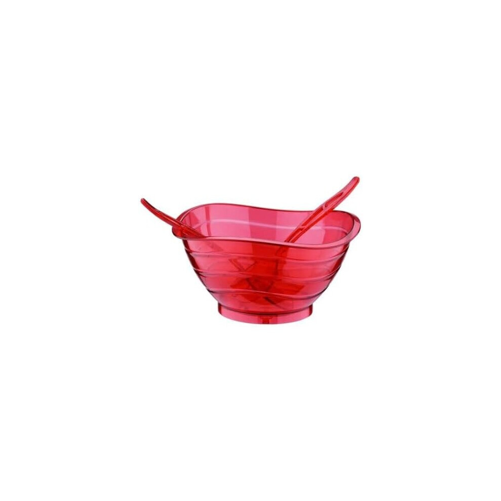 Large Plastic Salad Fruit Bowl Spoon Fork 3 pc Serving Set
