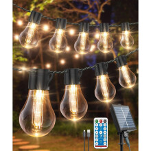 ULIGHTOWNFestoon Light Outdoor14M/46FT USB&Solar String Lights Remote 30LED Shatterproof Bulbs IP65 Waterproof Garden Gazebo Patio Party Wedding Decor
