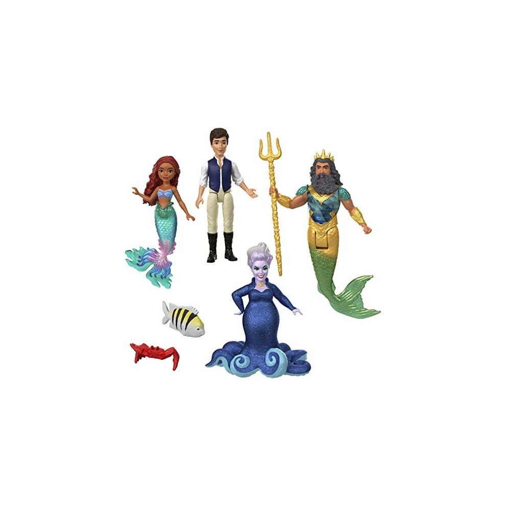 ?Disney The Little Mermaid Ariel's Adventures Story Set with 4 Small Dolls and Accessories, Toys Inspired by the Movie, HLX19