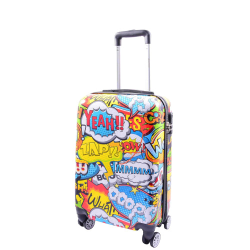 Cabin Size 4 Wheel Luggage Hard Shell Comic Print 1