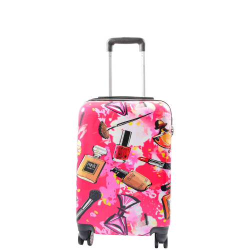 Cabin Size 4 Wheel Luggage Hard Shell Makeup Print Suitcase 1