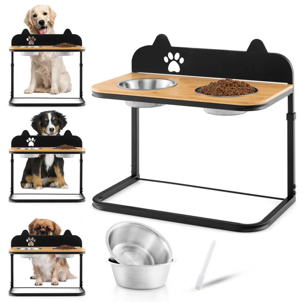 Elevated Dog Bowls 3 Adjustable Pet Bowl Stand 2 Stainless Steel Bowls