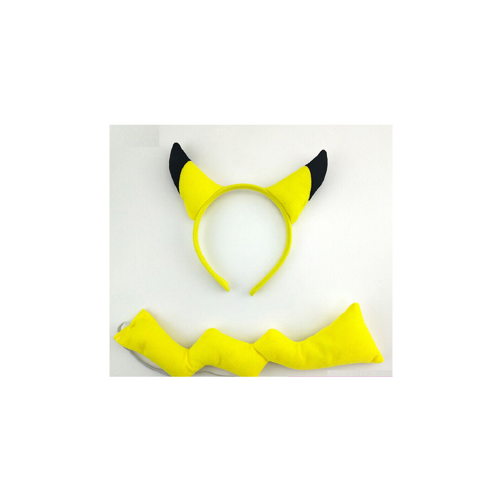 Pokemon Pokachu Yellow Tail Ears Headband Anime Party Costume Accessorires