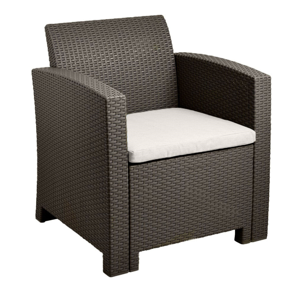 Marbella Rattan Effect Garden Armchair in Brown