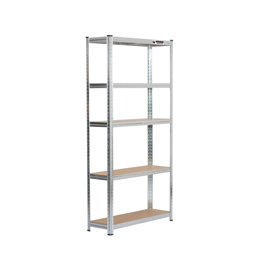 Rhino Racking 5 Bays|180X90x30cm |Galvanised |Boltless Garage Shelving Unit |1000Kg Silver
