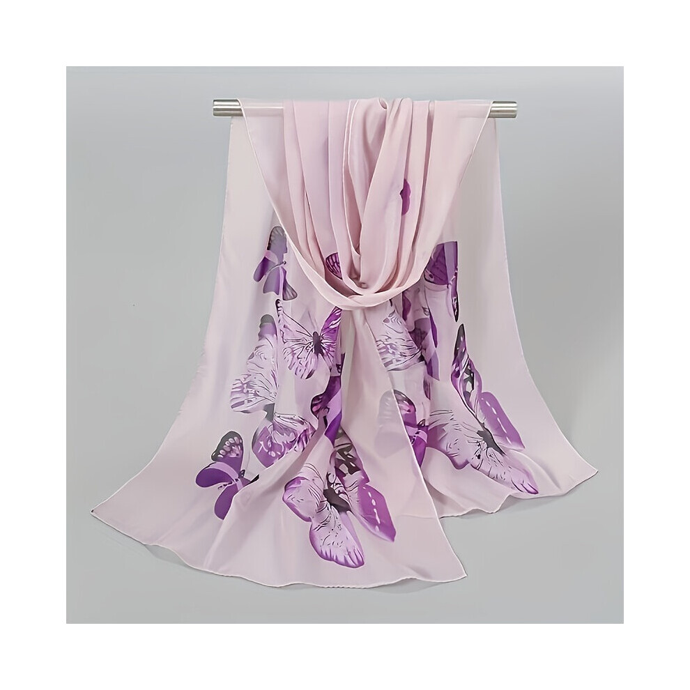 Vintage Butterfly Print Chiffon Scarf Thin Windproof Shawl Outdoor Sunscreen Head Wrap Beach Towel For Spring Summer-image-OPC-PC6D72Z-NEW