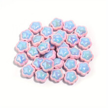 10Pcs Double Five petal Flower Large Hole Acrylic Beads For Children Hair Boutique DIY Jewelry Making Bracelet Necklace Accessories