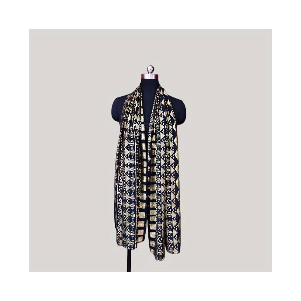 Hot Stamping Oversized Scarf Classic 1920s Shawl Vintage Chiffon Cape Hijab Turban For Women-image-OPC-PC6DCKB-NEW