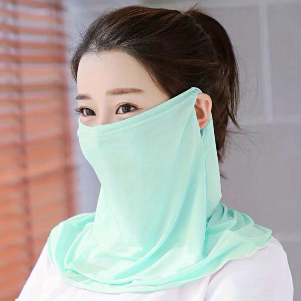 Solid Sunscreen Mask Breathable Veil Ice Silk Face Mask UV Protection Neck Gaiter Thin Elastic Mask