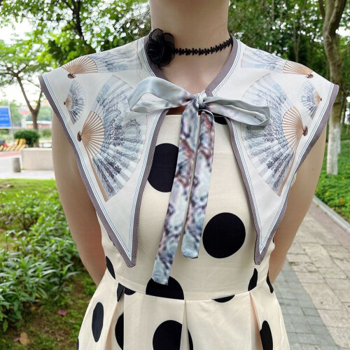 Landscape Folding Fan Ink Painting Print Shawl