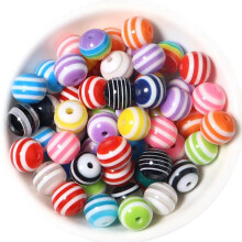 50 Pieces bag 8mm Rainbow Stripe Beads Candy Diy Childrens Accessories