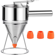 Irich Kitchen tools Pancake Batter Dispenser, Multi-caliber Stainless Steel Funnel Cake Dispenser with Stand Great for Pancakes, Cupcakes etc