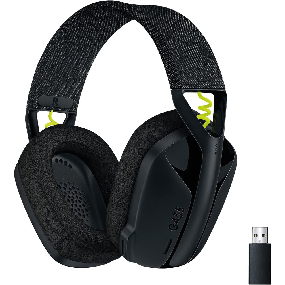Logitech G435 LIGHTSPEED & Bluetooth Wireless Gaming Headset, Ultra Lightweight 165g over-ear headphones, built-in mics, 18h battery